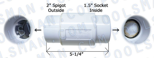 CMP Spa Blower Air Check Valve 1.5-2 in. 25067-000-000 Dimensions