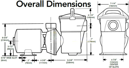 Hayward Power-Flo II Pump SP1750 SP1775 SP1780 Dimensions