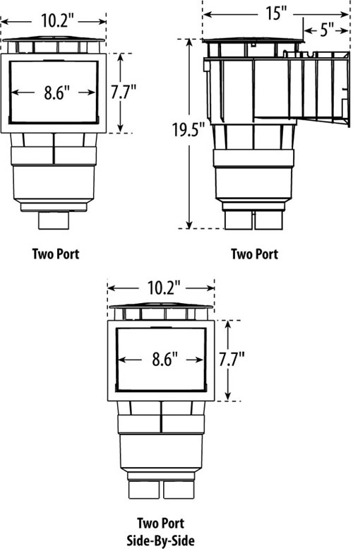 Waterway Renegade Gunite In-Ground Skimmer 540-6610 Dimenssions